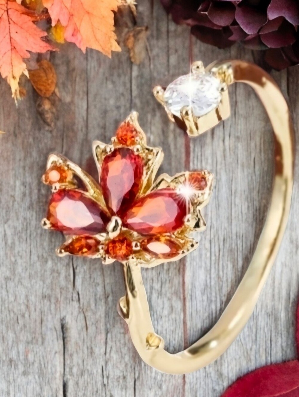 ANTHROPOLOGIE ADJUSTABLE MAPLE LEAF RING 1